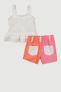 Baby Girls 12-24M Peplum Top and Color Block Shorts, Multi, Size 12M
