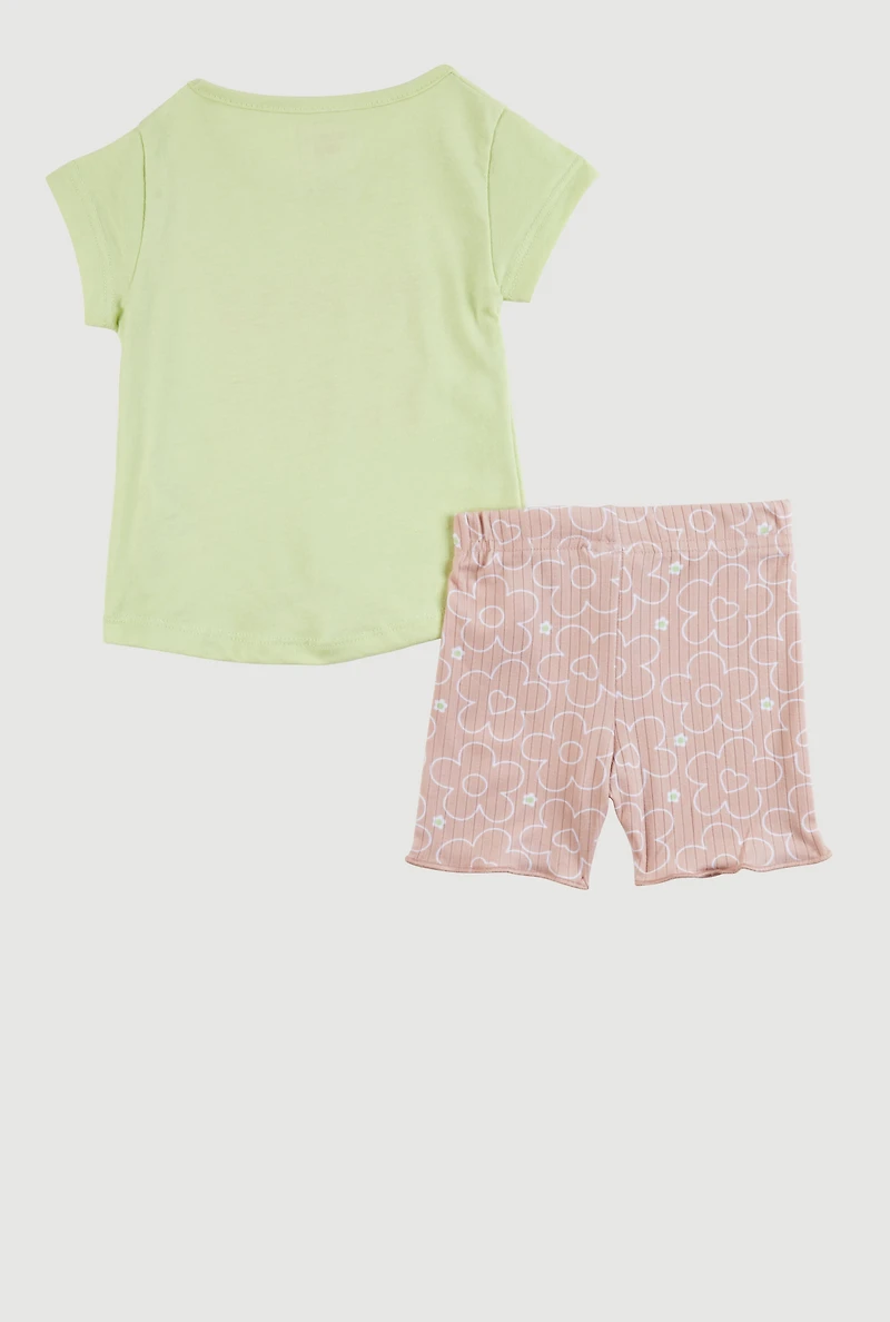 Baby Girls 12-24M Mamas Little Bestie Tee and Shorts, Multi, Size 24M