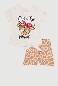 Baby Girls 12-24M Cant Be Tamed Graphic Tee and Shorts