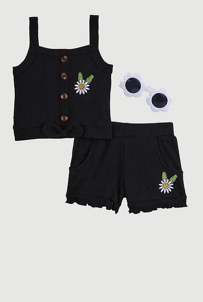 Baby Girls 12-24M Sunflower Graphic Tank Top and Shorts, 24M