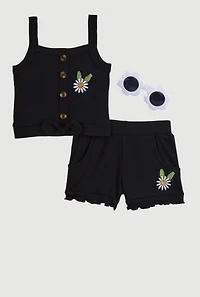 Baby Girls 12-24M Sunflower Graphic Tank Top and Shorts, 24M
