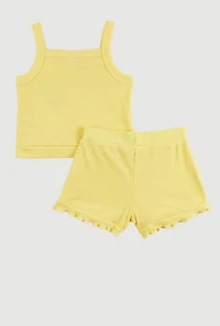 Baby Girls 12-24M Sunflower Graphic Tank Top and Shorts, Yellow, Size 24M