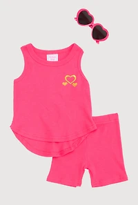 Baby Girls 12-24M Heart Graphic Tank Top and Biker Shorts, Pink, Size 18M