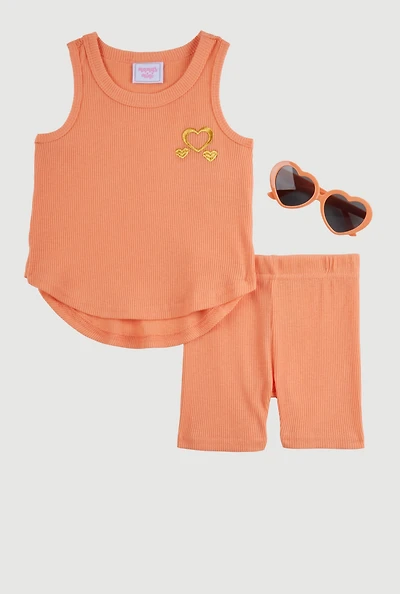 Baby Girls 12-24M Heart Graphic Tank Top and Biker Shorts,
