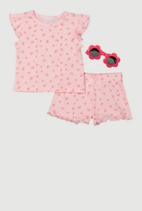 Baby Girls 12-24M Ditsy Floral Top and Shorts, Pink, Size 12M
