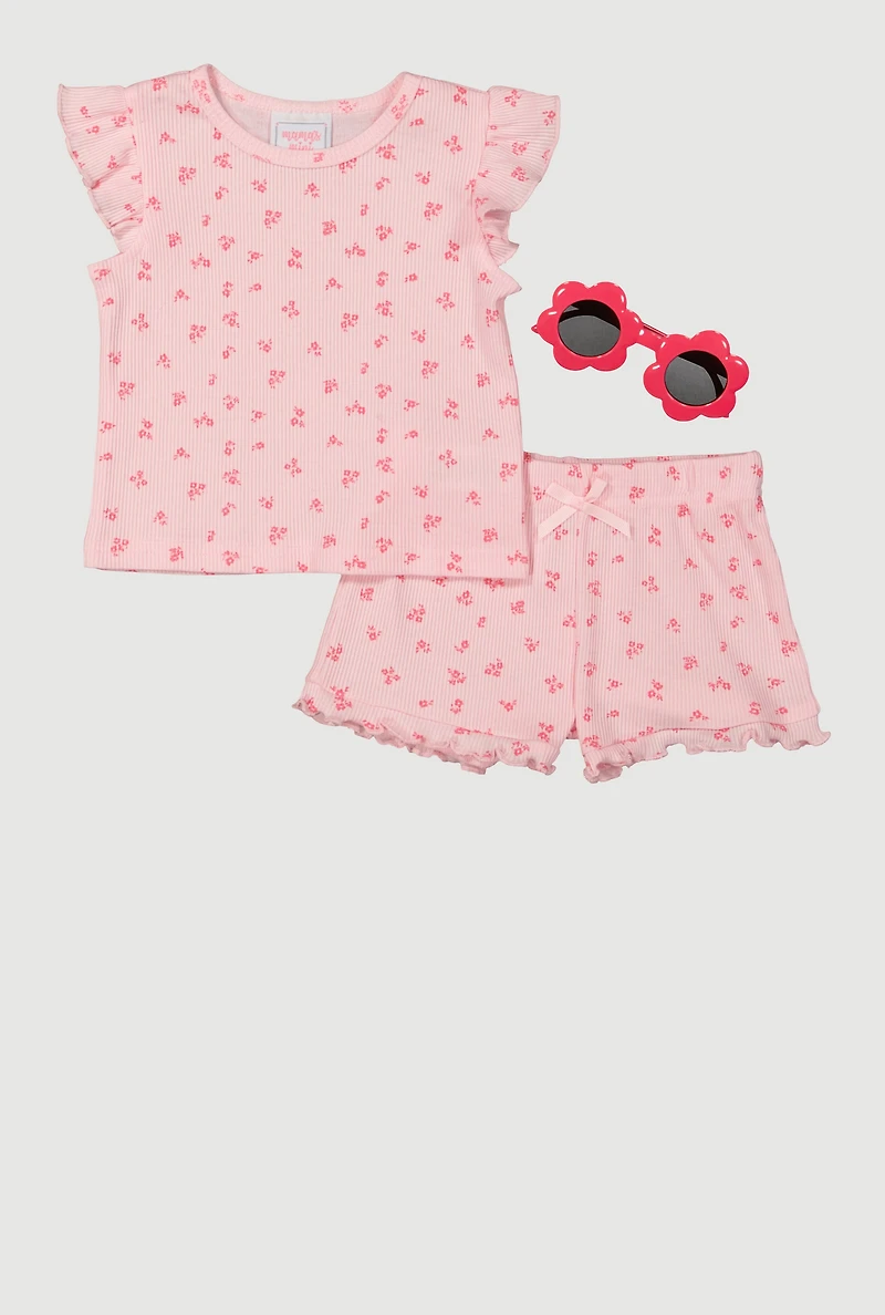 Baby Girls 12-24M Ditsy Floral Top and Shorts, Pink, Size 18M