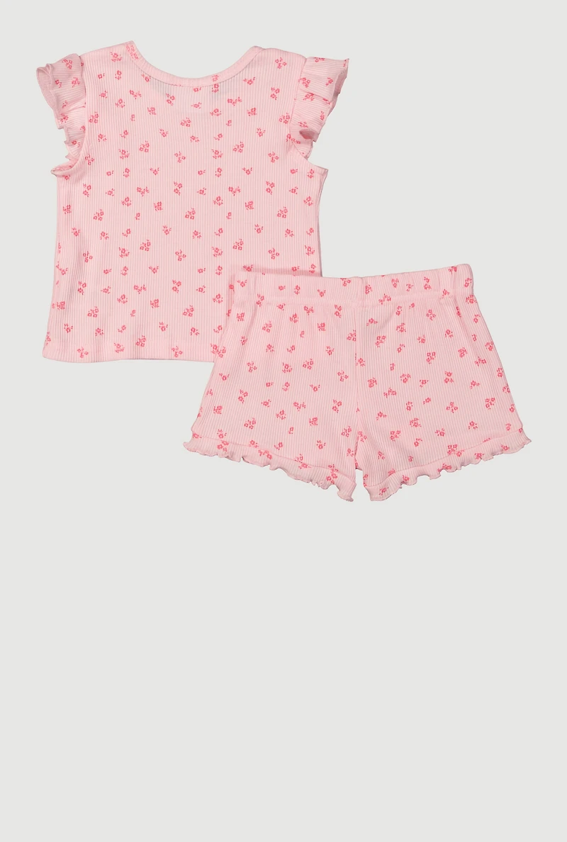 Baby Girls 12-24M Ditsy Floral Top and Shorts, Pink, Size 18M