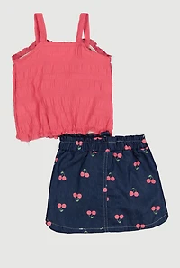 Baby Girls 12-24M Sleeveless Top and Cherry Print Skirt