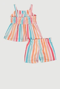 Baby Girls 12-24M Striped Tie Front Sleeveless Top and Shorts