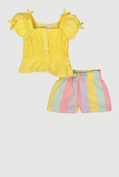 Baby Girls 12-24M Smocked Top and Striped Shorts