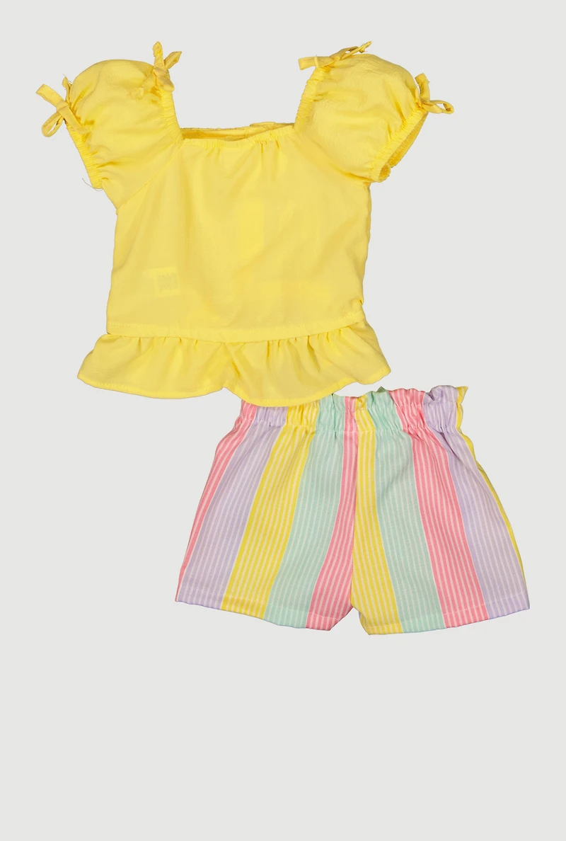 Baby Girls 12-24M Smocked Top and Striped Shorts
