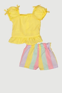 Baby Girls 12-24M Smocked Top and Striped Shorts