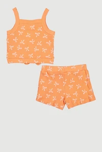 Baby Girls 12-24M Bow Print Sleeveless Top and Shorts with Sunglasses