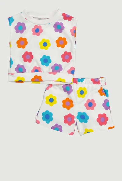 Baby Girls 12M-24M Floral Muscle Tee and Shorts Set