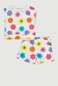 Baby Girls 12M-24M Floral Muscle Tee and Shorts Set