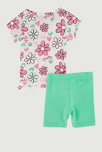 Baby Girls 12-24M Floral Pretty Graphic Tee and Bike Shorts