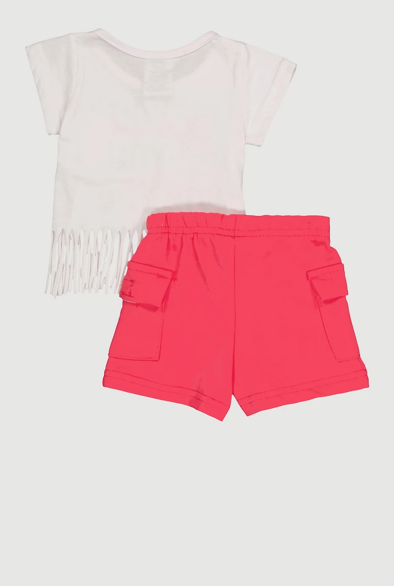 Baby Girls 12-24M Be You Graphic Fringe Tee and Shorts