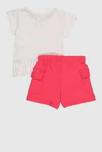 Baby Girls 12-24M Be You Graphic Fringe Tee and Shorts