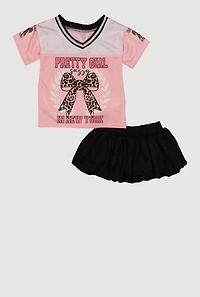 Baby Girls 12-24M Pretty Girl Sassy Graphic Mesh Jersey and Bubble Hem Skort
