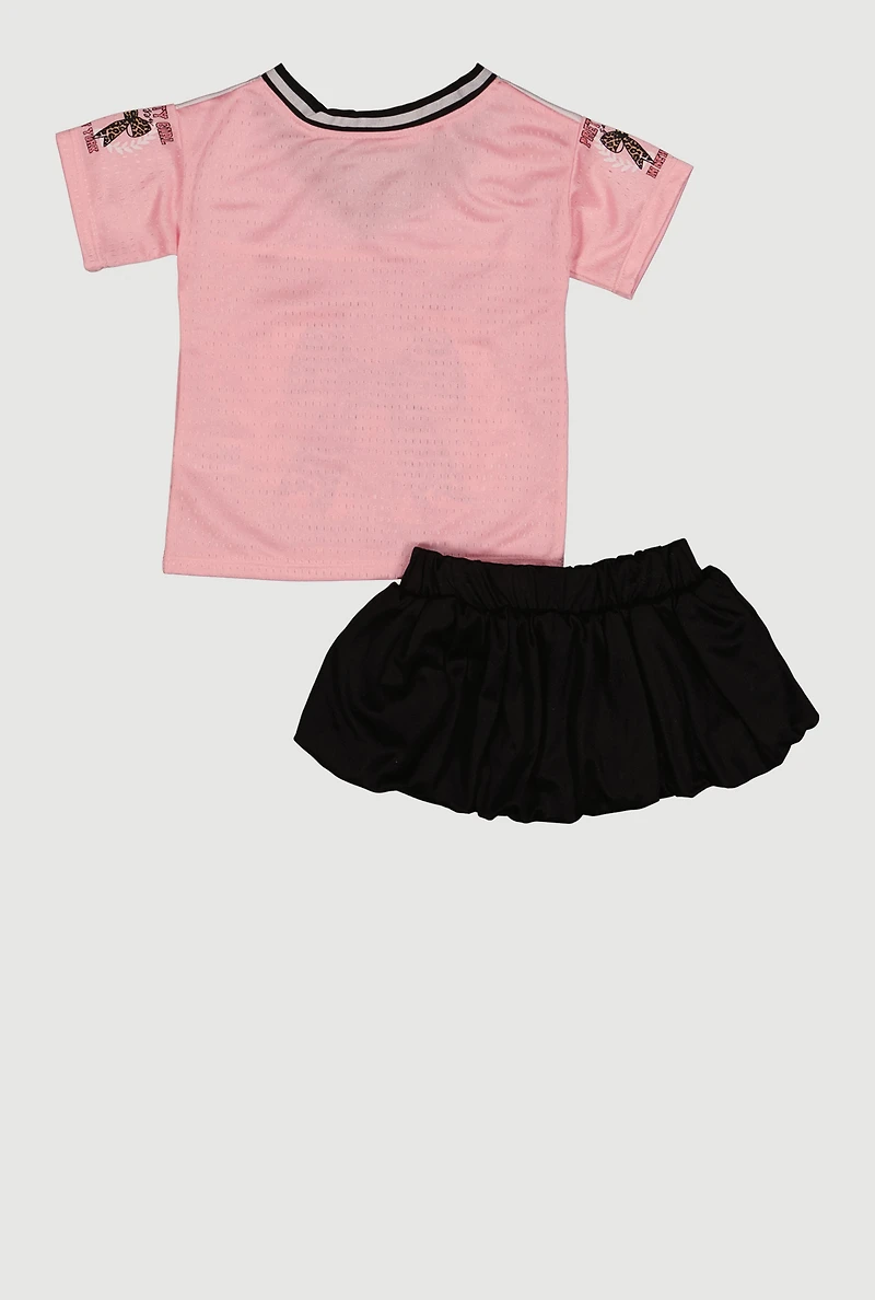 Baby Girls 12-24M Pretty Girl Sassy Graphic Mesh Jersey and Bubble Hem Skort