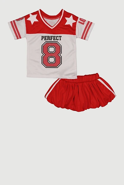 Baby Girls 12-24M Perfect 8 Graphic Mesh Jersey and Bubble Hem Skort