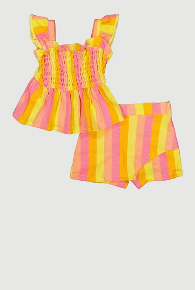 Baby Girls 12-24M Striped Peplum Top and Skort Set