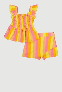 Baby Girls 12-24M Striped Peplum Top and Skort Set