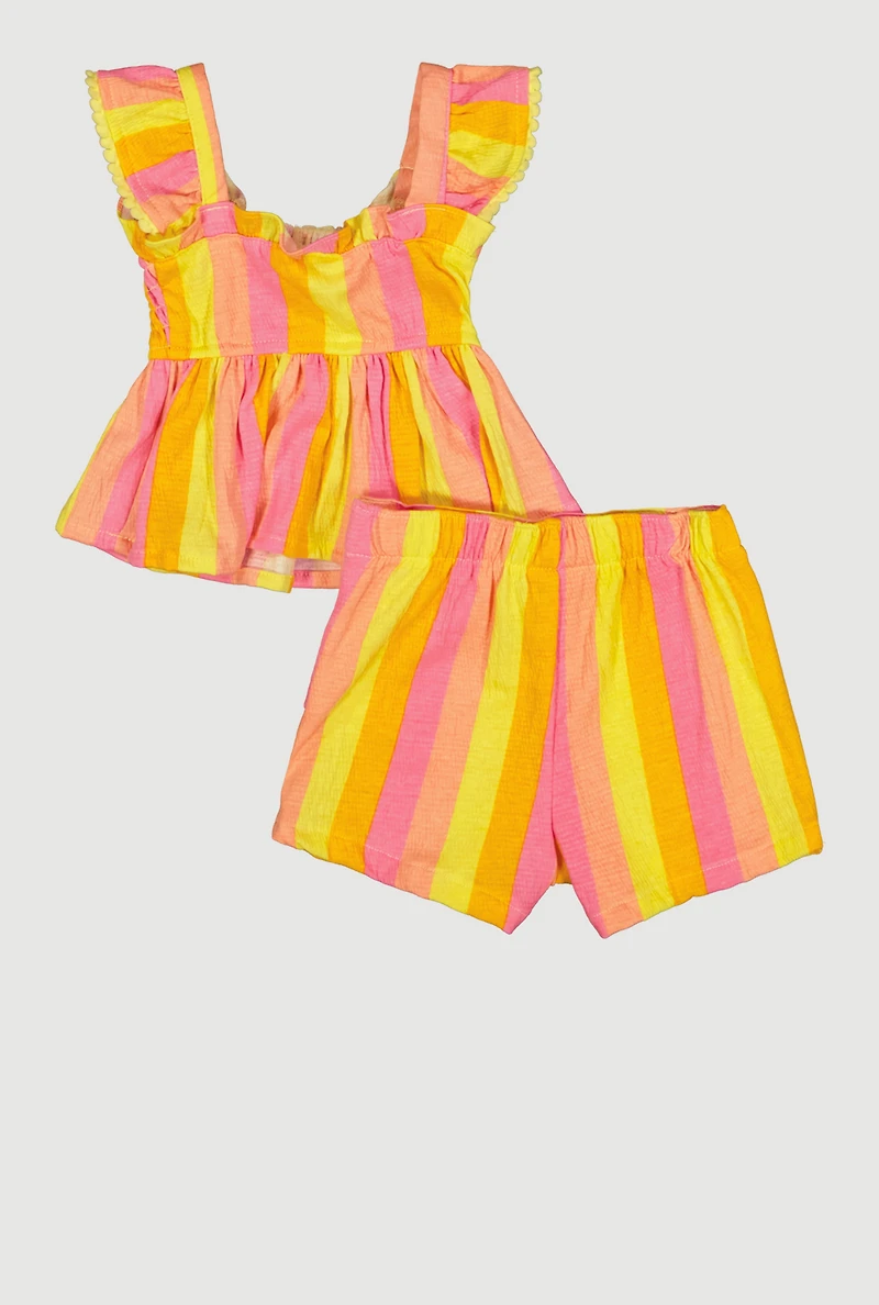 Baby Girls 12-24M Striped Peplum Top and Skort Set