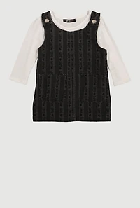 Baby Girls 12-24M Denim Overall Dress with Long Sleeve Top