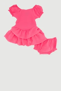 Baby Girls 12-24M Airy Crepe Knit Tiered Dress with Bubble Shorts