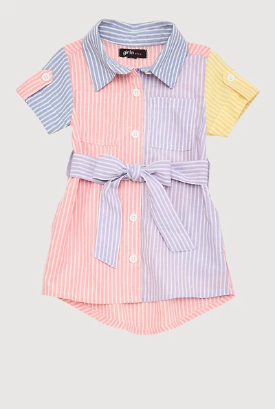 Baby Girls 12-24M Striped Color Block Shirt Dress, Multi, Size 24M