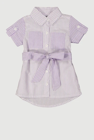 Baby Girls 12-24M Color Block Striped Shirt Dress