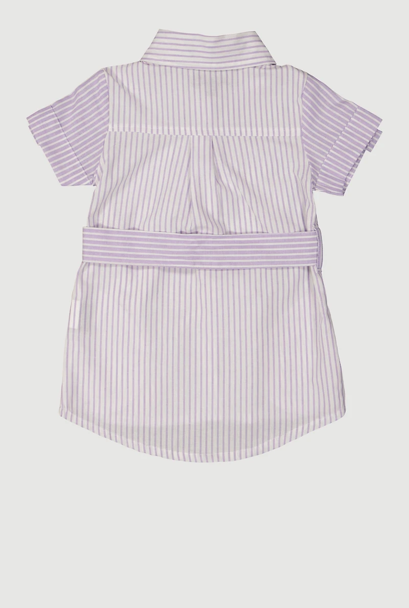 Baby Girls 12-24M Color Block Striped Shirt Dress