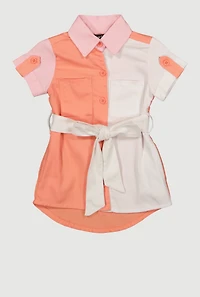 Baby Girls 12-24M Color Block Twill Shirt Dress