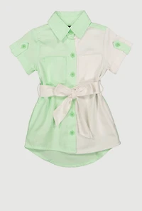 Baby Girls 12-24M Twill Color Block Shirt Dress