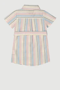 Baby Girls 12-24M Striped Tie Waist Belted Shirt Dress, Multi, Size 12M
