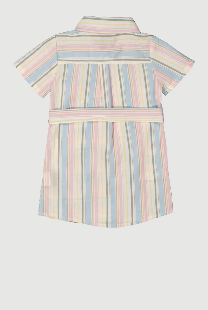 Baby Girls 12-24M Striped Tie Waist Belted Shirt Dress,