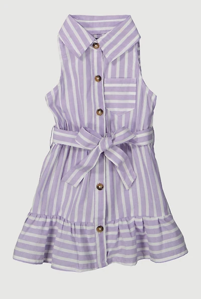 Baby Girls 12-24M Striped Sleeveless Button Front Dress, Purple, Size 24M