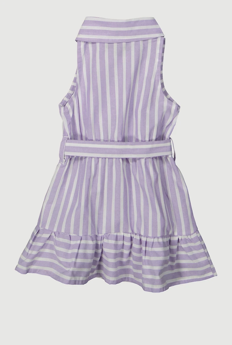 Baby Girls 12-24M Striped Sleeveless Button Front Dress, Purple,
