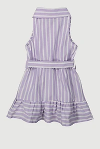 Baby Girls 12-24M Striped Sleeveless Button Front Dress, Purple,