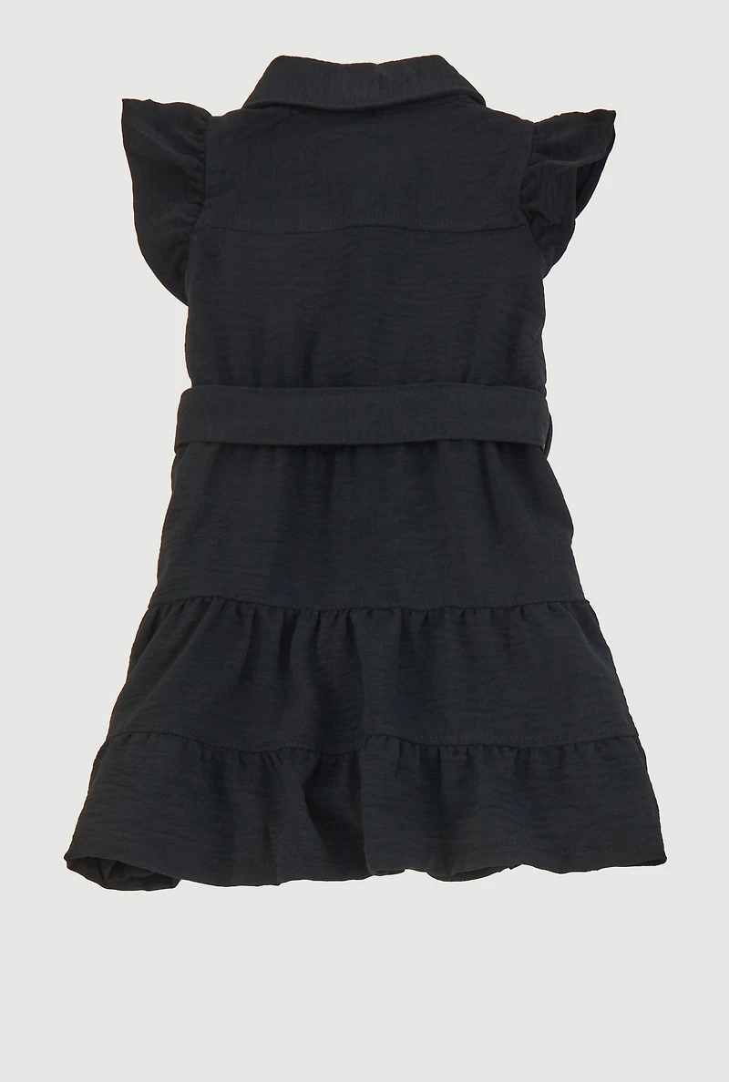 Baby Girls 12-24M Airy Tiered Shirt Dress, Black, Size 12M
