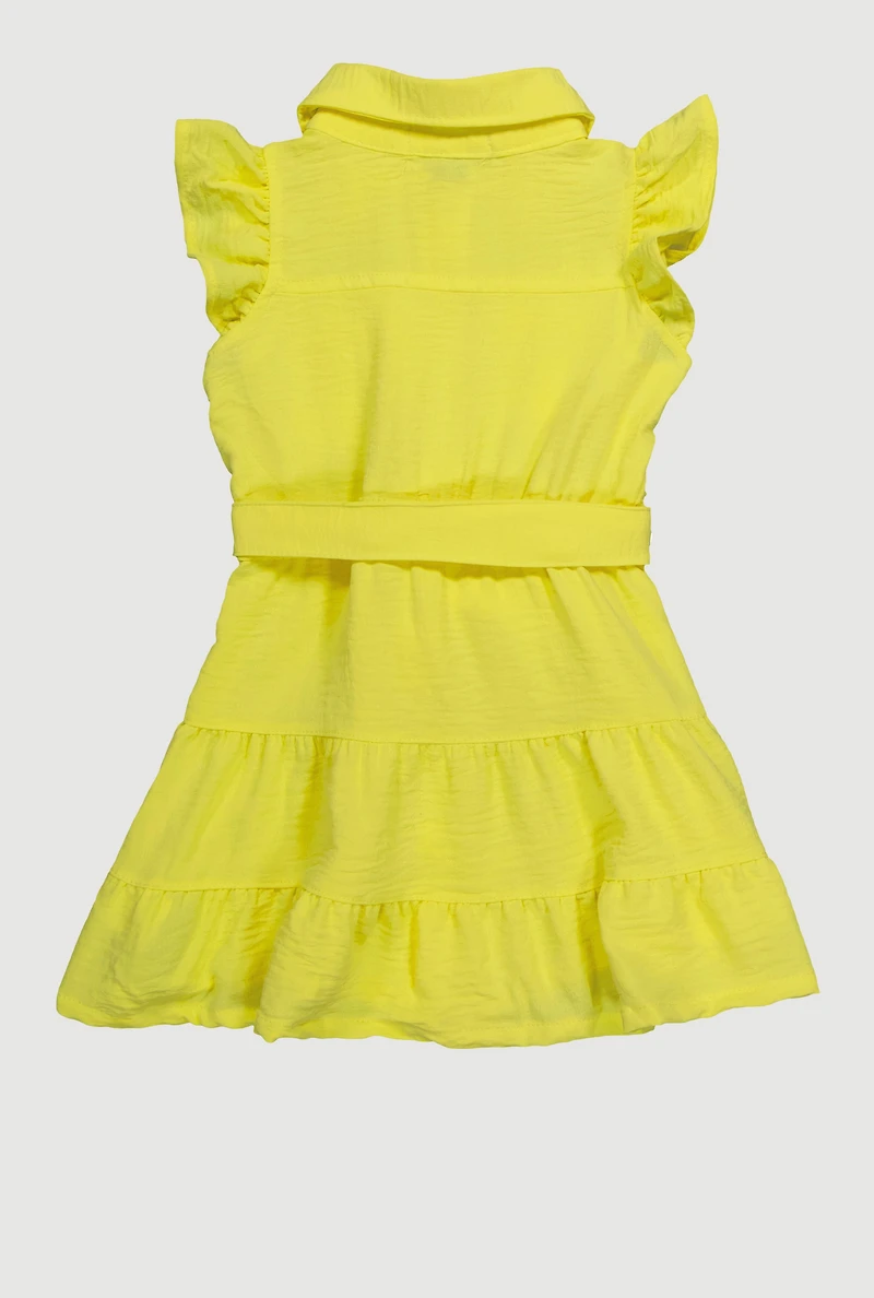 Baby Girls 12-24M Airy Tiered Shirt Dress, Yellow, Size 24M