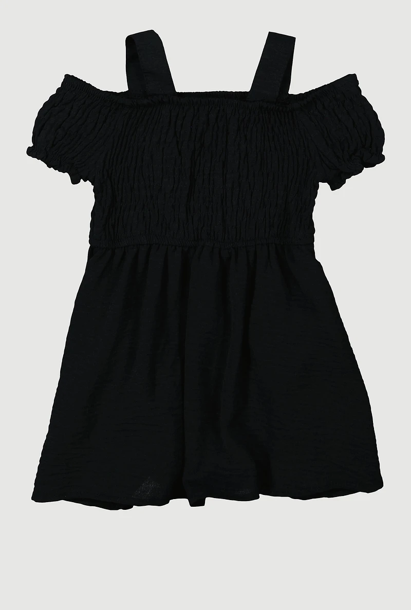 Baby Girls 12-24M Airy Smocked Cold Shoulder Dress,