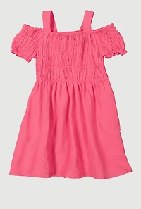 Baby Girls 12-24M Airy Smocked Cold Shoulder Dress, Pink, Size 24M