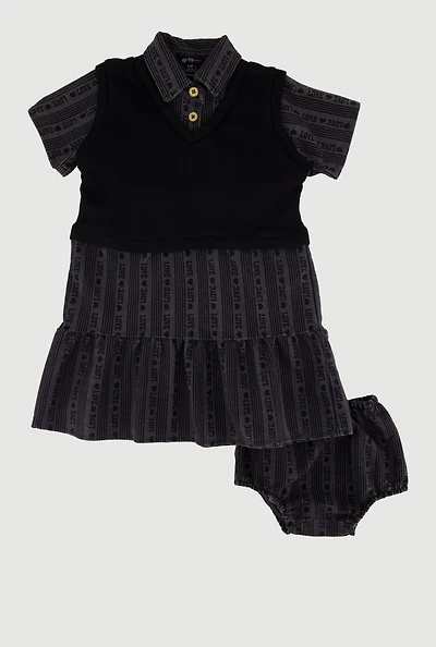 Baby Girl 12-24M Layered Look Tiered Denim Polo Dress