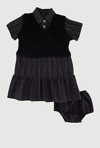 Baby Girl 12-24M Layered Look Tiered Denim Polo Dress