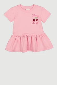 Baby Girls 12-24M Cherry Bomb Graphic Ruffle Hem Dress