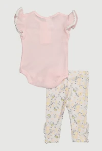 Baby Girls 0-9M Bee Bodysuit with Leggings and 3D Headband, Pink, Size 0-3M