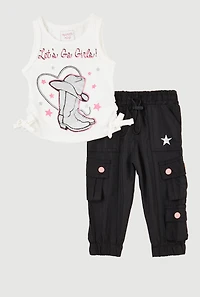 Baby Girls 0-9M Lets Go Girls Tank Top and Cargo Joggers, Multi, Size 6-9M