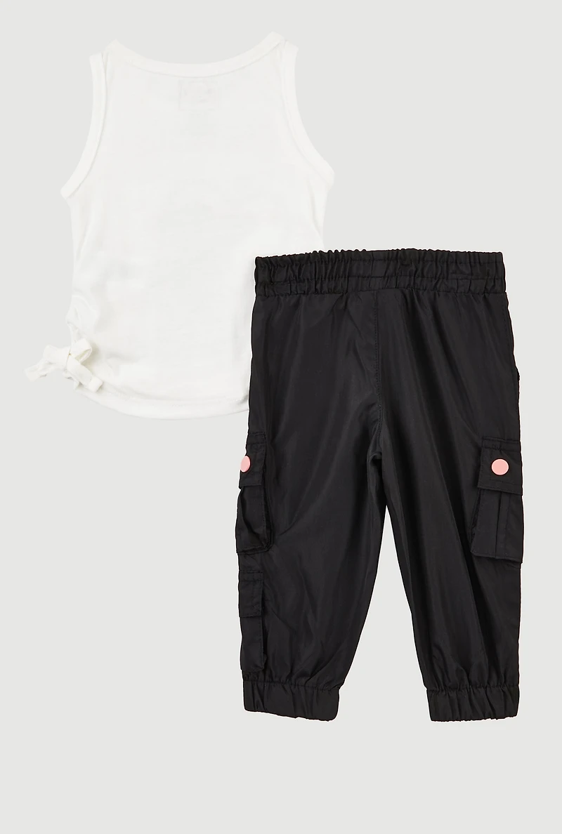 Baby Girls 0-9M Lets Go Tank Top and Cargo Joggers, Multi,